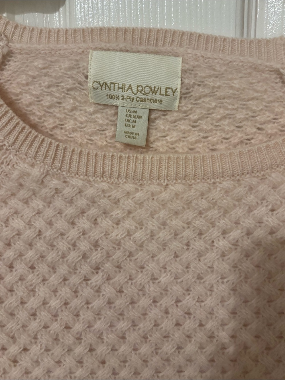 Cynthia Rowley Pale Blush Textured Crewneck Sweater - Picture 4 of 5